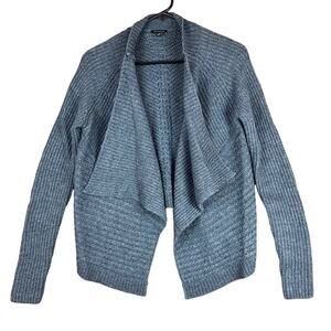 Ann Taylor Womens Sweater Gray Shawl Cardigan Open Water Fall Front Wool S
